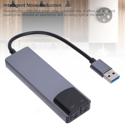 External USB Sound Card, CM6206LX Smart Noise Reduction Chip, Support 5.1 7.1, USB Sound Card Adapter for TV, Speaker, HTPC Home Theater