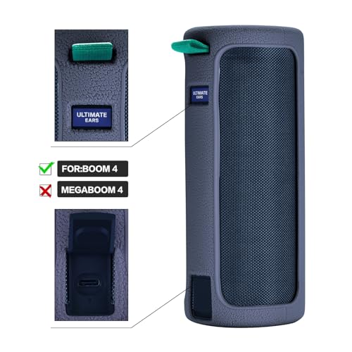 Travel Carrying Protective Silicone Case Compatible with Ultimate Ears Boom 4 Portable Bluetooth Wireless Speaker, Silicone Case Cover with Metal Hook for Ultimate Ears Boom 4 (Blue) - color: Blue