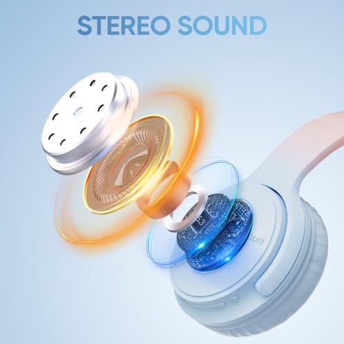 Wireless Headphones, Bluetooth Over Ear Headsets with Microphone, Hi-Fi Audio, 60H Playtime, Touch Control, Foldable Lightweight, On-Ear Headphones for Girls Women, Travel, Work, - color: Baby Blue