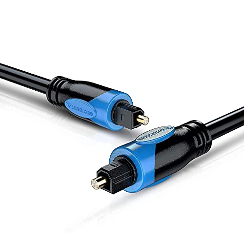 BlueRigger Toslink Cable (6FT) with 1x2 Toslink Splitter - 1 Male Input 2 Female Output - with 24K Gold Plated Connectors (for Home Theatre, Xbox, PlayStation etc.)