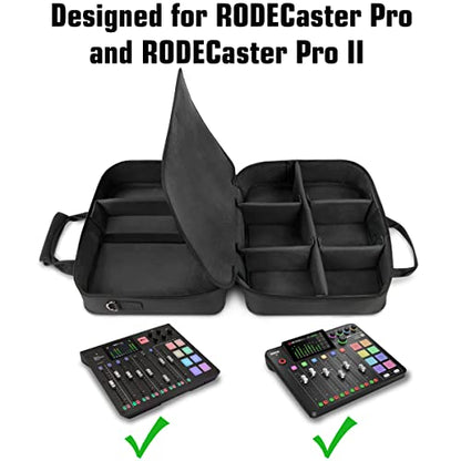 USA Gear Audio Mixer Case Fits RODECaster Pro II, Pro & Duo, GoXLR, & more Podcast Equipment - Podcast DJ Travel Bag with Customizable Interior, Scratch-Resistant Interior, Shoulder Strap (Black) - color: Black