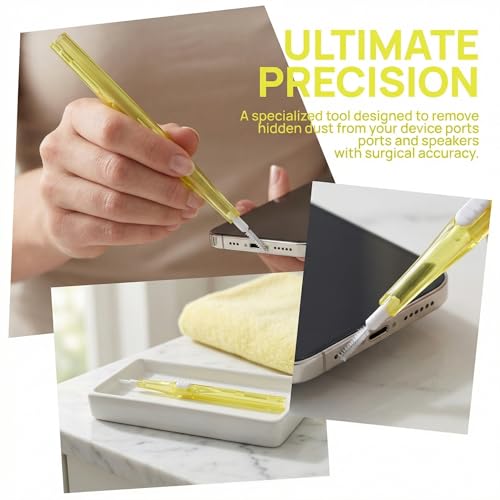 5 Pcs Charging Port Cleaner Dual Side Multifunction Speaker Port Cleaning Tool Anti-Clogging Mini Brushes & Hook for Cell Phone Earbuds