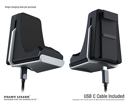 PS5 Controller Charger Console and Wall Mount (White+Black) | Fast Charging Station Hanging Dock, Headphone Hook, LED Indicator, Overcharge Protection for Playstation 5 DualSense - color: PS5 White+Black