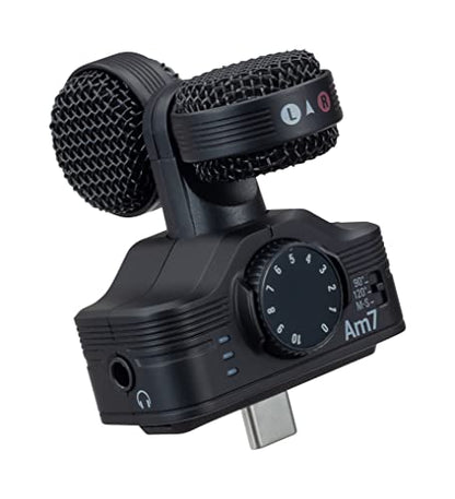Zoom Am7 USB-C Stereo Microphone for Music, Video & Interview on Android with Mid-Side Stereo & Rotatable Capsule for Camera Alignment