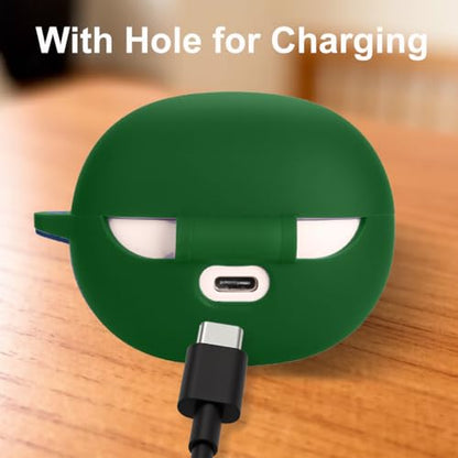 Silicone Protective Case for i121 Earbuds, Compatible with King Lucky Clip-On Open Ear Headphones, Full Cover Shockproof Anti-Scratch Case with Keychain Carabiner, Charging Port Access - color: Green