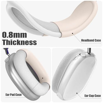4 in 1 Case Cover for AirPods Max Headphones, Anti-Scratch Sweat-Proof Ear Pad Covers/Ear Cups Cover/Headband Cover Protectorfor Apple AirPods Max -Clear Starlight - color: F-Starlight