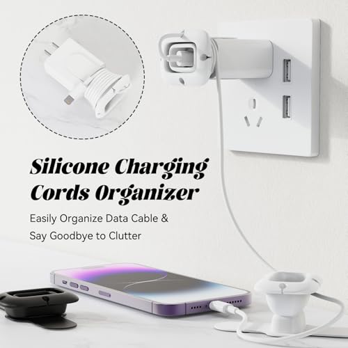 Silicone Collapsible Cord Wrap Foldable Charger Organizer | Wired Manager Holder, Wrap Winder, Cable Management, Travel Essentials, Compatible with Phone Charger Adapter - size: For Phone Charger