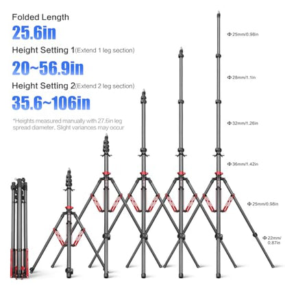 FreeSea MT-03C Carbon Fiber Tripod, Adjustable Heavy Duty Light Stand - color: Carbon Fiber