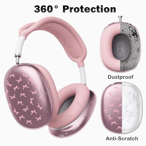 for AirPods Max Headphones Pink Bow Ear Covers for AirPods Max 2 - color: Pink Bow B/Pink