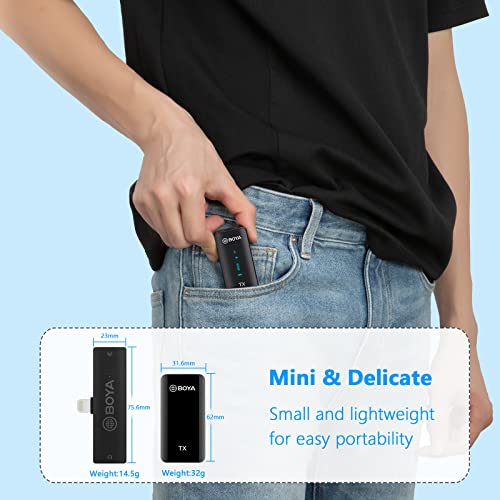BOYA BY-XM6 S3 Wireless Lavalier Microphone for iPhone iPad, Plug Play Lapel Lav Mic for Video Recording YouTube Facebook Live Stream Podcast Interview Vlog - size: Lightning(RXD+TX)