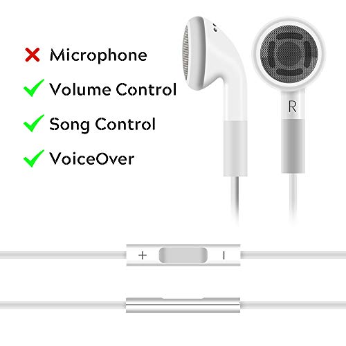 Jelanry 3.5mm Earphone Earbuds Headphones with Remote - White | 3.5mm Wired Headphones for Shuffle 2 3 4 5 6, Touch 2G 3G 4G 5G Classic nano6