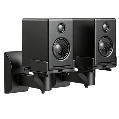 suptek Small Dual Side Clamping Bookshelf Speaker Wall Mounting Bracket for Small Surrounding Sound Speakers, Hold up to 55lbs Black SPM201SE - size: XS--black