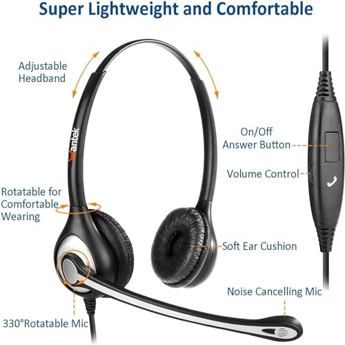 Wantek Phone Headset Wired Computer Headset with Microphone – Noise Cancelling 3.5mm/2.5mm Headphones for PC, Laptop, Mac, iPhone, Samsung – Compatible with Zoom, Teams, Call Center, Home Office - style: 602-3.5mm