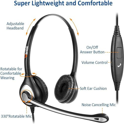 Wantek Phone Headset Wired Computer Headset with Microphone – Noise Cancelling 3.5mm/2.5mm Headphones for PC, Laptop, Mac, iPhone, Samsung – Compatible with Zoom, Teams, Call Center, Home Office - style: 602-3.5mm