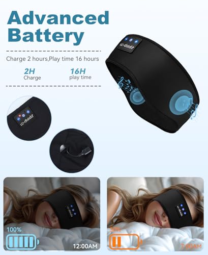 LC-dolida Sleep Headphones Bluetooth 5.4, Headband Headphones Earphones Wireless, Sleep Mask for Gifts,Workout,Jogging,Yoga(Ink) - color: Ink