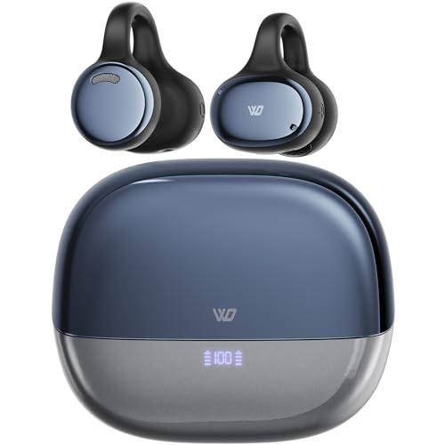 Clip-On Earbuds Open Ear Bluetooth5.3 Headphones, Ergonomic Comfort Sports Earphones with 50H Playtime, Smart Digital Display, IPX5 Waterproof, Gift for Valentine's Day and Anniversary, Birthday - color: Stellar Black