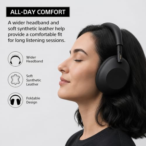 Sony WH-1000XM6 The Best Noise Canceling Wireless Headphones, HD NC Processor QN3, 12 Microphones, Adaptive NC Optimizer, Mastered by Engineers, Studio-Quality, 30-Hour Battery with Deco Guide Bundle - color: Obsidian