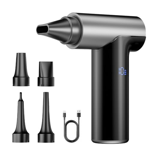 Compressed Air Duster, 200000RPM Super Power Electric Air Duster, 11-Gear Stepless Speed Mini Blower with Aluminum Alloy, Cordless Dust Blower for Computer, Keyboard, House, Outdoor, and Car