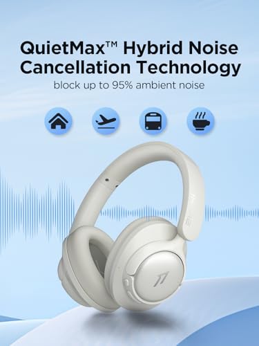 1MORE Wireless Bluetooth Noise-canceling Headphones - HQ31 SonoFlow SE Over-Ear Headphones with Hi-Res Audio, 90H Playtime, Clear Calls, Preset EQ Via App, Comfort for Home Office Travel(Oat White) - color: Oat White