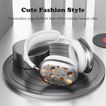 for AirPods Max Headphones Hedgehog Ear Covers for AirPods Max 2 | Cute Leaves Clear Ear Cups Cover | White Silicone Ear Pad Case Headband Cover for Apple AirPods Max 2/1 (2026/2024/2020) - color: Hedgehog/White