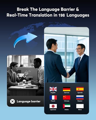 198 Languages Real-Time AI Translation OWS Earbuds, Bluetooth 6.1 Translator Headphones with LCD Touch Case, 4-in-1 Translating Device for Travel Meetings Business Audifonos Traductores Inglés Español