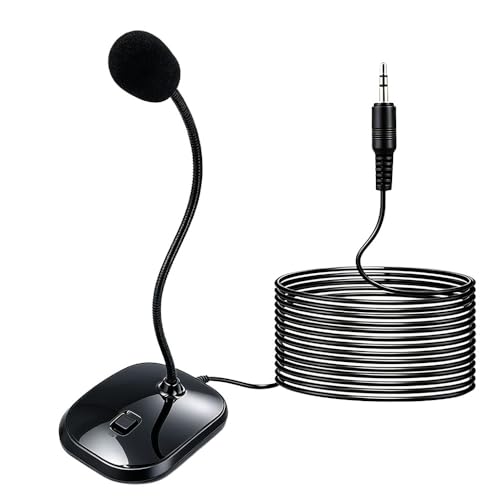 3.5mm Gooseneck Desktop Microphone Mute Switch 4.92ft Cord