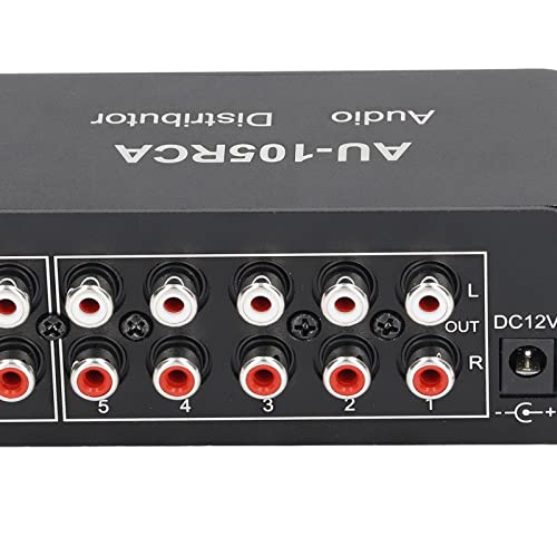5-Way Stereo L/R Sound Channel Bi-Directional Audio Switcher with Aluminum Alloy Housing, High Fidelity Audio Switch Splitter for Multimedia, Compatible with DVD, MP3, TV, Speakers, Headphones
