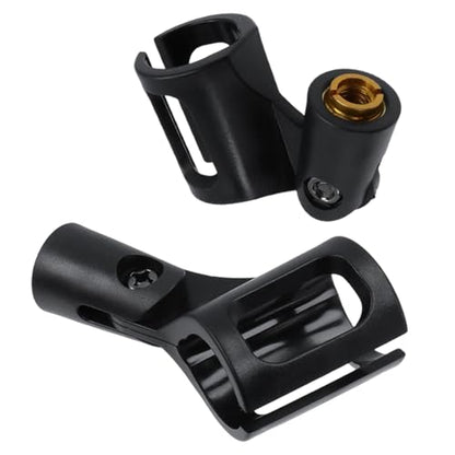4 Pcs Microphone Clips, Knob Adjustable 180 Degrees Mic Clip Holder for Mic Stand Come with 5/8" Male to 3/8" Female Screw Adapter, Inner Diameter Range 30-50mm(Black, Square) - style: Black, Square Microphone Clip