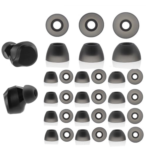 15 Pairs Replacement Ear Tips Compatible with TOZO NC9 Earbuds | Soft Silicone Eartips with Portable Storage Box (Black, S/M/L)