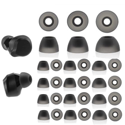 15 Pairs Replacement Ear Tips Compatible with TOZO NC9 Earbuds | Soft Silicone Eartips with Portable Storage Box (Black, S/M/L)