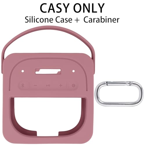for Bose New SoundLink Micro 2nd Gen Portable Speaker Silicone Case, Pink | 1:1 Molded Fit, Shock Absorption, Metal Carabiner, Flexible Carry Handle, Anti-Slip Texture, Elastic Recovery - color: Pink Case