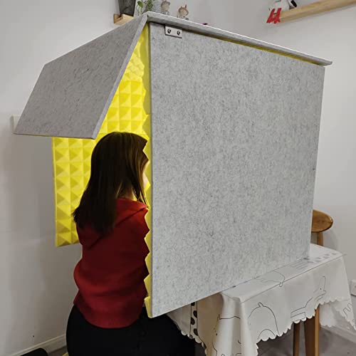 Soundproof Booth Desktop Partition 60cm Portable Studio Enclosure for Noise Reduction in Home and Bedroom (Yellow) - color: Yellow