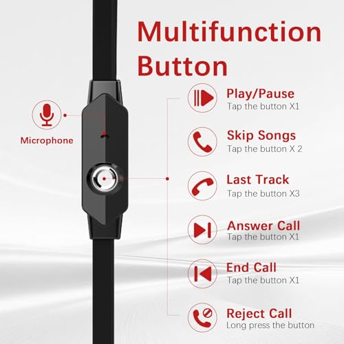 Rosmas Wired Earbuds in-Ear Headphones with Microphone, 3.5mm Jack Corded Earphones Stereo Bass Earbuds, S/M/L Soft Silicone Tips Compatible with iPhone Android Laptop iPad MP3(Black) - size: Black – Standard