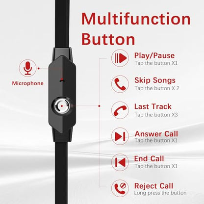 Rosmas Wired Earbuds in-Ear Headphones with Microphone, 3.5mm Jack Corded Earphones Stereo Bass Earbuds, S/M/L Soft Silicone Tips Compatible with iPhone Android Laptop iPad MP3(Black) - size: Black – Standard