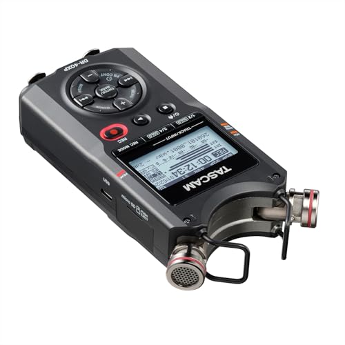 TASCAM DR-40XP 4-Channel 32-Bit Float Portable Handheld Field Recorder and USB-C Audio Interface — With 2 XLR/TRS Inputs and Adjustable Mics for Music, Audio for Video and Interviews