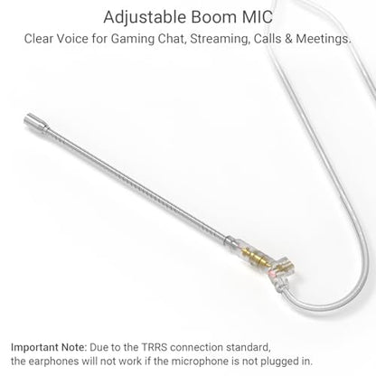 3.5mm 2-Pin 0.78mm IEM Cable with Microphone, Silver Plated OFC Wires Earphone Cable with Boom MIC for Wan'er S.G, ZS10 Pro, ZS10 Pro X, ZSN PRO, ZSX in-Ear Monitor, 4 Feet - style: 3.5mm