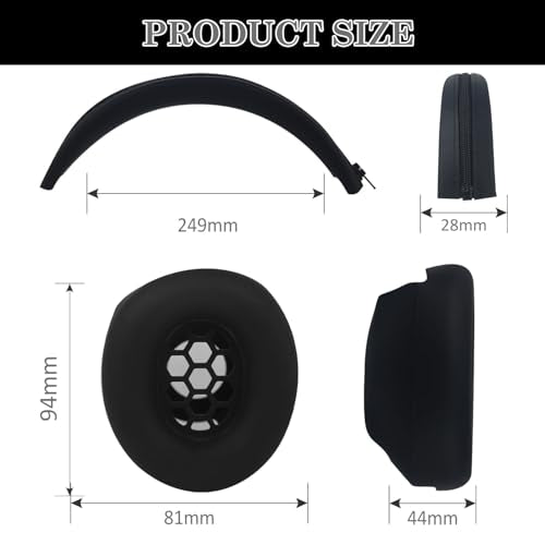 Aiivioll Studio Pro Silicone 2 in 1 Case Cover Set, Anti-Scratch Ear Pad Cover/Zipper Headband Cover for Beats Studio Pro Headphone, Studio Pro Soft Silicone Protector Accessories(Black) - color: Black