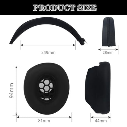 Aiivioll Studio Pro Silicone 2 in 1 Case Cover Set, Anti-Scratch Ear Pad Cover/Zipper Headband Cover for Beats Studio Pro Headphone, Studio Pro Soft Silicone Protector Accessories(Black) - color: Black