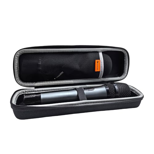Wireless Microphone Case for 1, Hard Carrying Travel Cases for SMM 107 Handheld Dynamic Microphone Mic Bag with EVA Hard Shell Exterior Compatible with 11.2" x2" Wireless Mic-Case Only