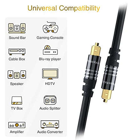 BlueRigger Digital Optical Audio Toslink Cable (1.5FT, Fiber Optic, Aluminum Shell, 24K Gold-Plated) - Compatible with Home Theatre, Sound Bar, TV, Xbox, PlayStation PS4 – Premium Series - size: 1.5FT, style: Straight Toslink