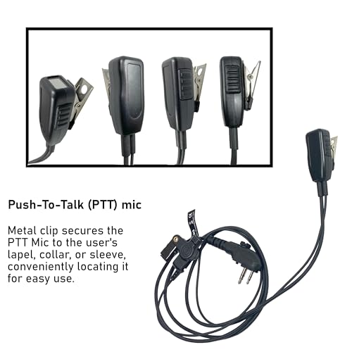MaximalPower HYTERA HYT Single Wire 2-Pin Radio Earbud Headset PTT Mic in-Ear Clear Coil Tube