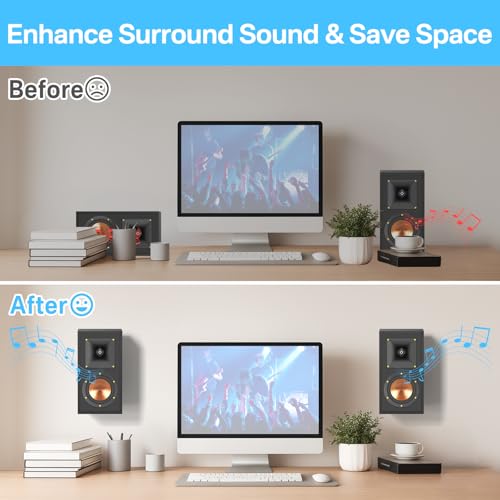 Metal Universal Speaker Wall Mount for Surround Sound Speaker Mounts - Swivel & Tilt Adjustable Wall Mounts for LG, Samsung, Vizio, Roku, Sony Speakers Mounting Bracket Hold up to 30lbs, 2 Pack
