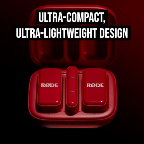 RØDE Wireless Micro - Compact Wireless Microphone, Two Mics with Charge Case for Smartphone Content Creation - USB-C, Red | Two Mics with Charge Case for Smartphone Content Creation, USB-C, Red - color: USB-C Red