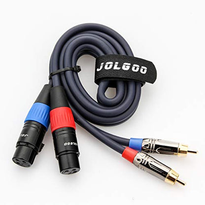 Jolgoo XLR to RCA 케이블 - 듀얼 암 - 듀얼 수, 1m(3.3피트), HiFi 오디오, OFC 와이어, 앰프, 믹서, 마이크용 - size: 3.3 Feet, style: 듀얼 XLR 암 - 듀얼 RCA 수