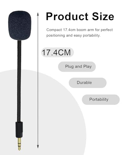 Replacement Microphone for Razer Barracuda X Gaming Headsets Noise Cancelling Crystal Clear Voice Boom Mic for Switch PS5 PS4 Mac PC Computer, 3.5 mm Jack