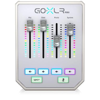 TC HELICON GoXLR MINI-WH Online Broadcast Mixer with USB/Audio Interface and Midas Preamp | MIDAS preamps with USB connectivity, XLR input and manual censor for streaming, gaming and podcasting