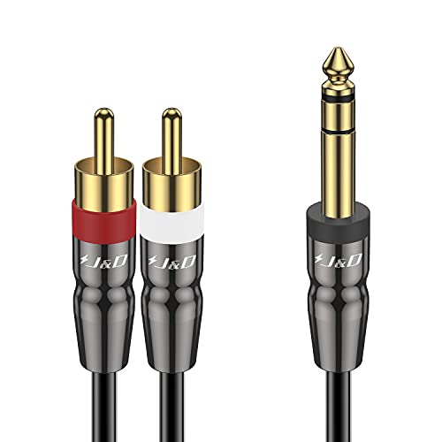 J&D 6.35mm TRS to Dual RCA Audio Cable, Copper Shell Heavy Duty 6.35mm 1/4 inch Male TRS to 2 RCA Male Stereo Audio Y Splitter Cable, 3 Feet - size: 3 Feet