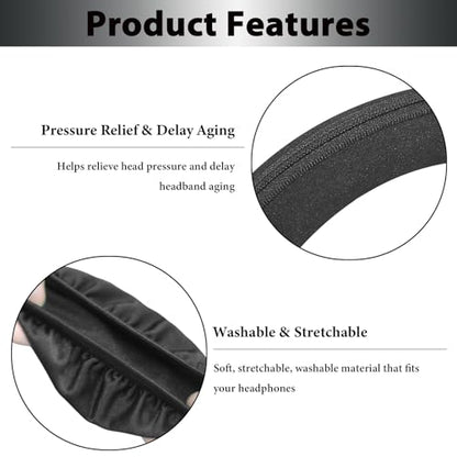 Adhiper Headphone Ear Pads Covers & Headband Cover, 1 Pairs Strechable Washable Sweat Headphone Ear Covers & Headband Cover Protector for Gym, Gaming, Fit 3.5" - 4.3" Earpads