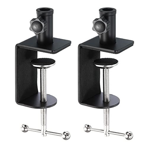 PATIKIL 0.49" Hole Dia. Desk Clamp, 2 Pcs Aluminum Alloy Universal Adjustable C-Clamp Mount Holder for Microphone Mic Arm Table Lamp, Black - color: Black