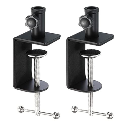 PATIKIL 0.49" Hole Dia. Desk Clamp, 2 Pcs Aluminum Alloy Universal Adjustable C-Clamp Mount Holder for Microphone Mic Arm Table Lamp, Black - color: Black